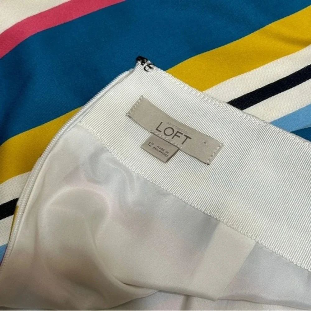 Anne Taylor LOFT Striped Color Block Pencil‎ Skirt Size 12